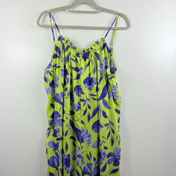 Anthropologie The Malika Wide Leg Jumpsuit Medium Green Blue Floral Modal Boho - Picture 4 of 16